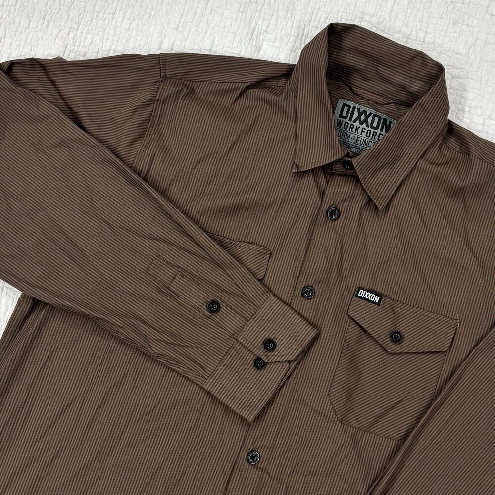 Dixxon Workforce Shirt Mens SizeXL Long Sleeve Button Up Striped Stretch